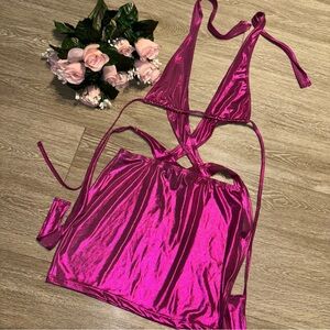 Fashion Nova Metallic Pink Dress